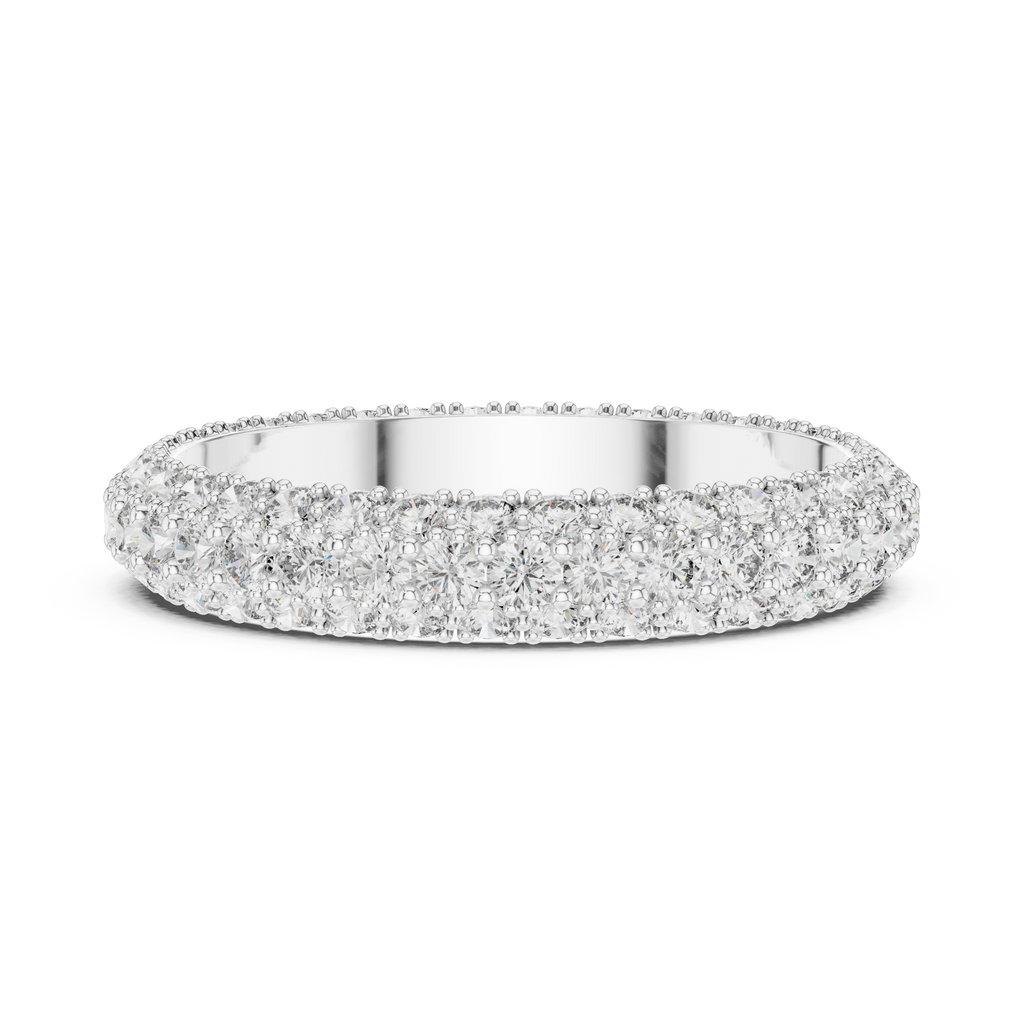 Three Row Pave set Lab Grown Diamond Wedding Band