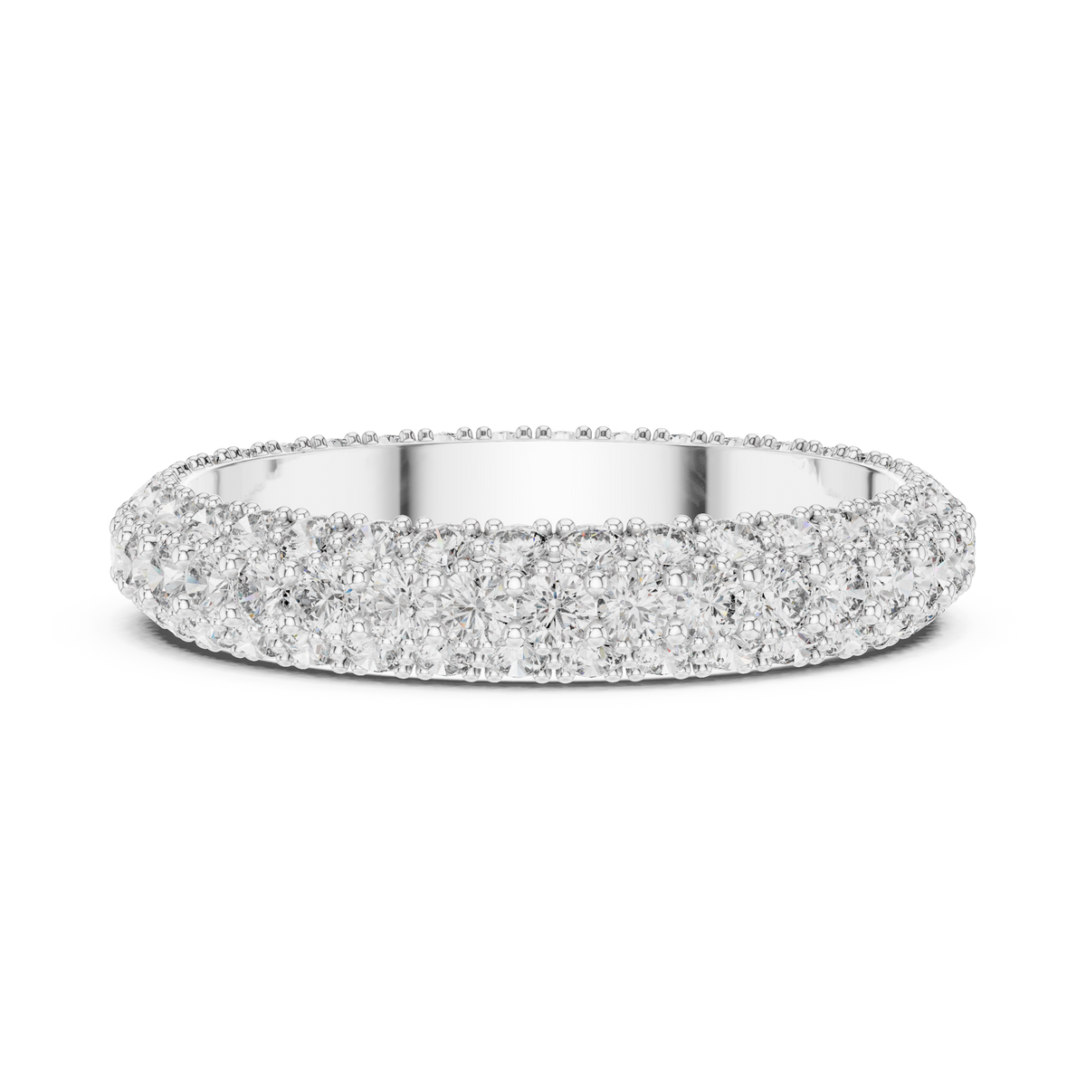 Three Row Pave set Lab Grown Diamond Wedding Band