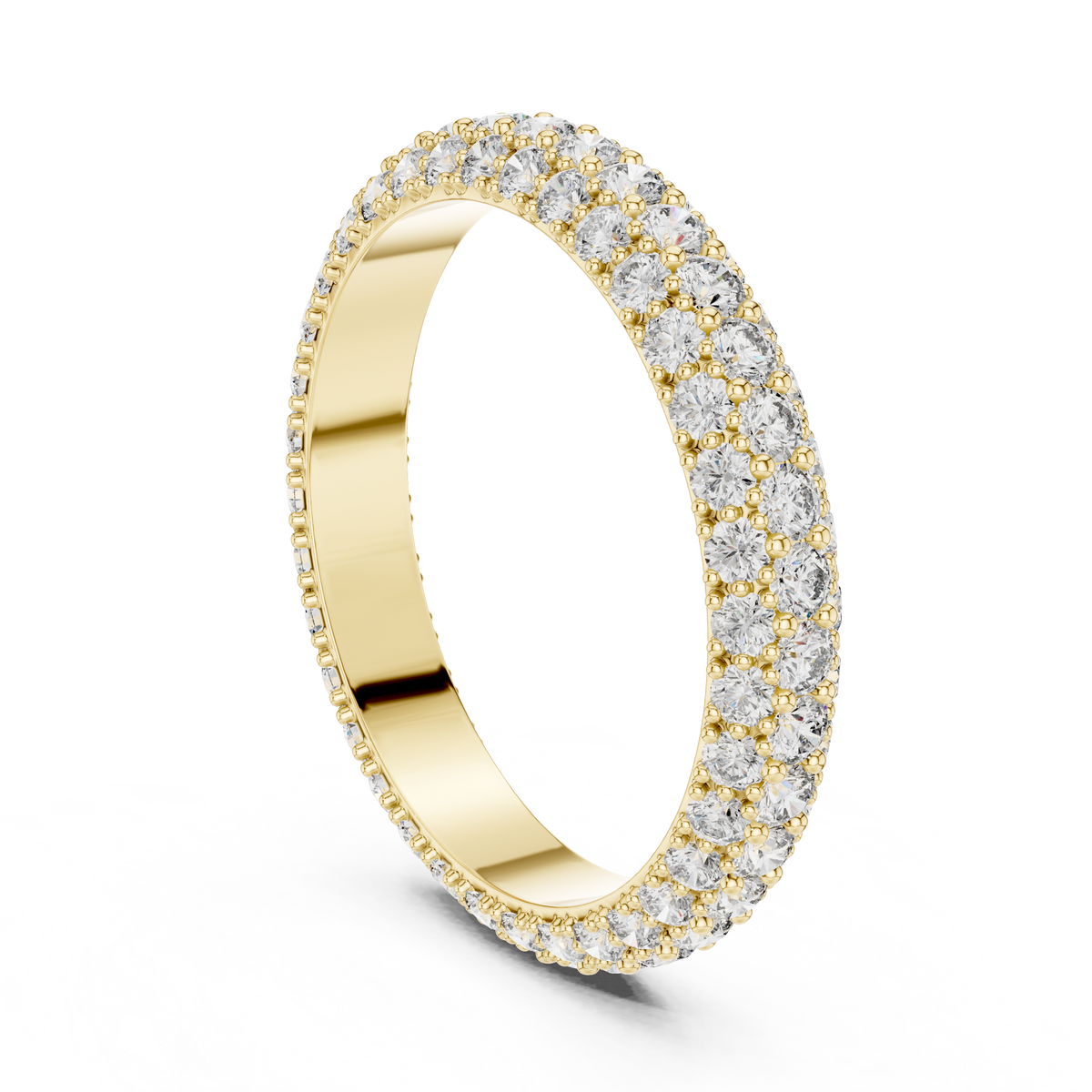 Three Row Pave set Lab Grown Diamond Wedding Band