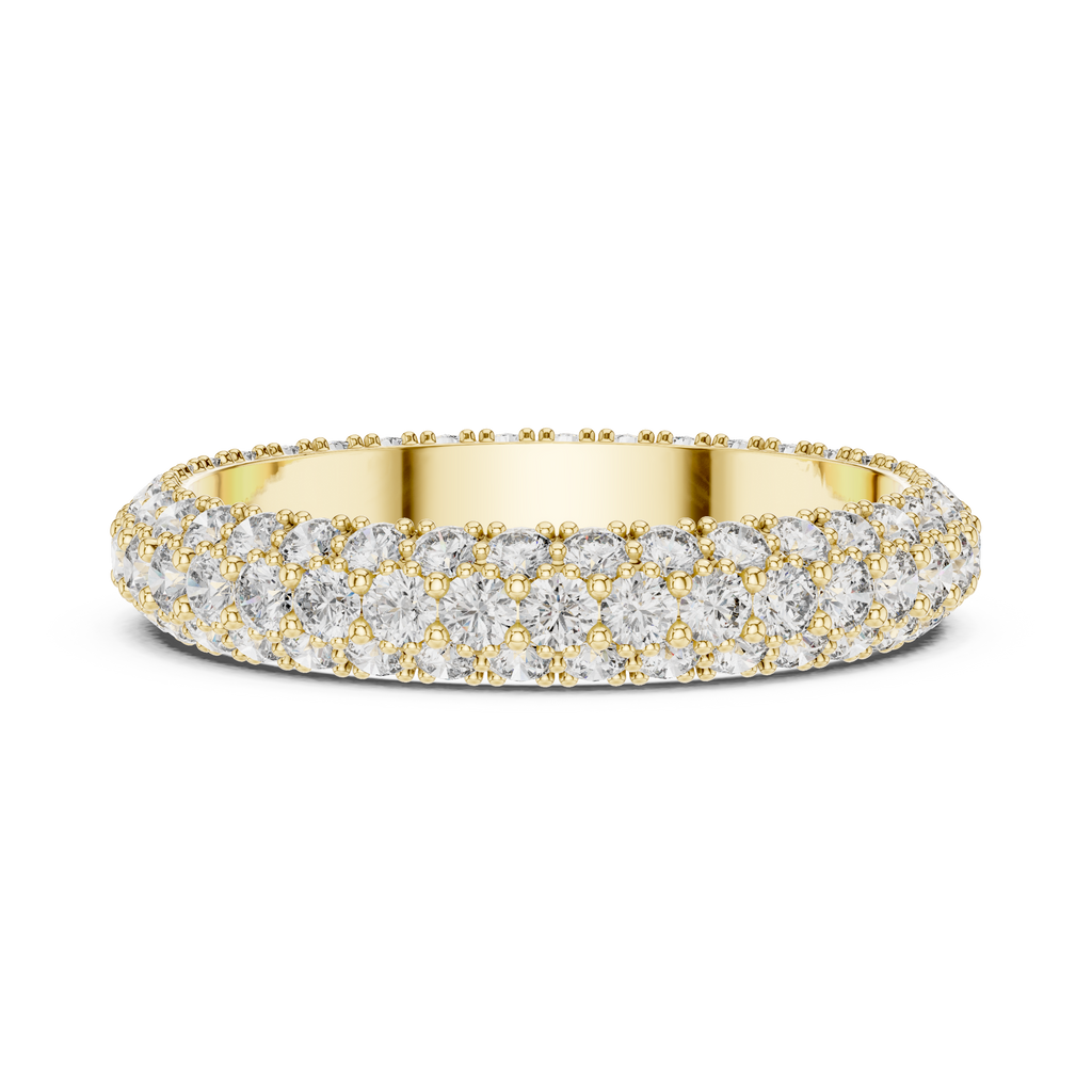 Three Row Pave set Lab Grown Diamond Wedding Band
