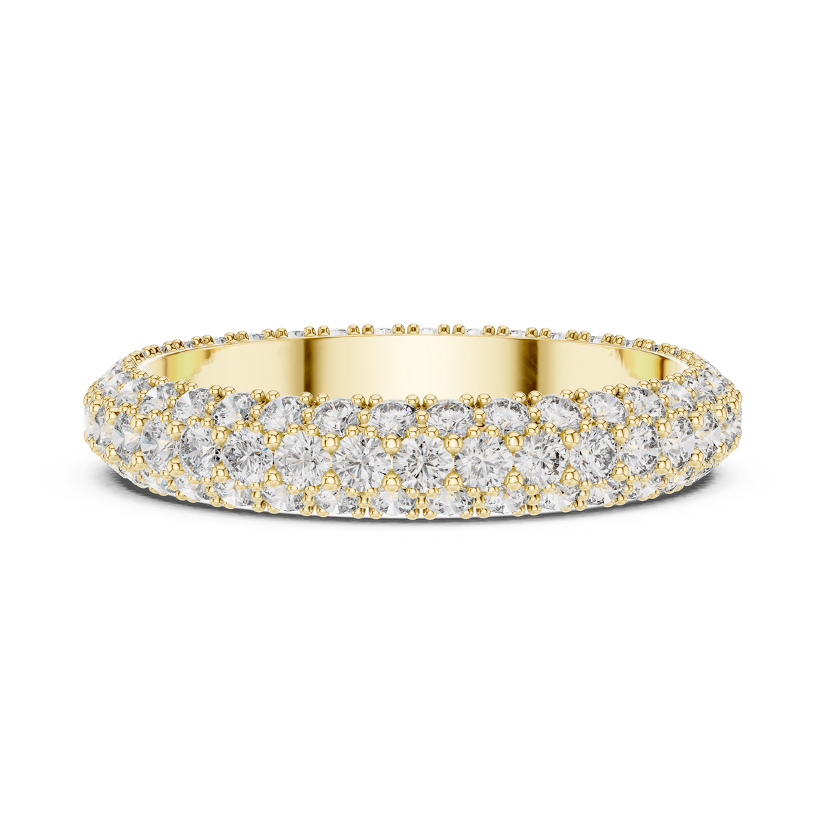Three Row Pave set Lab Grown Diamond Wedding Band