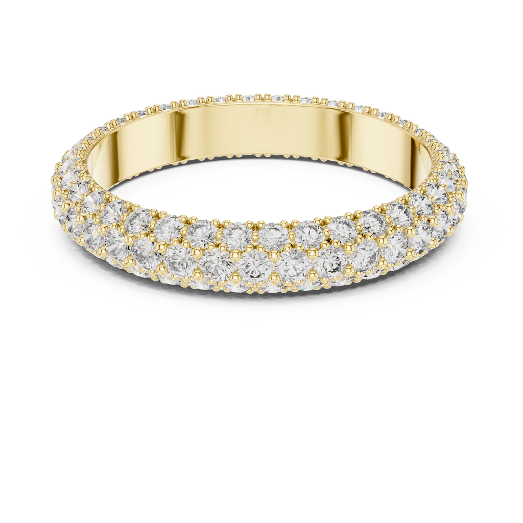 Three Row Pave set Lab Grown Diamond Wedding Band