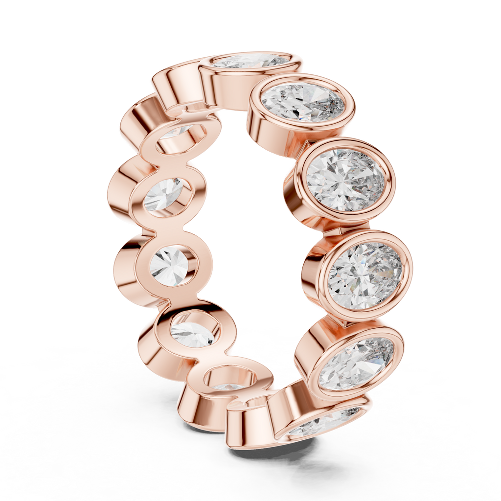 Oval Shape Lab Grown Diamond Bezel Wedding Band