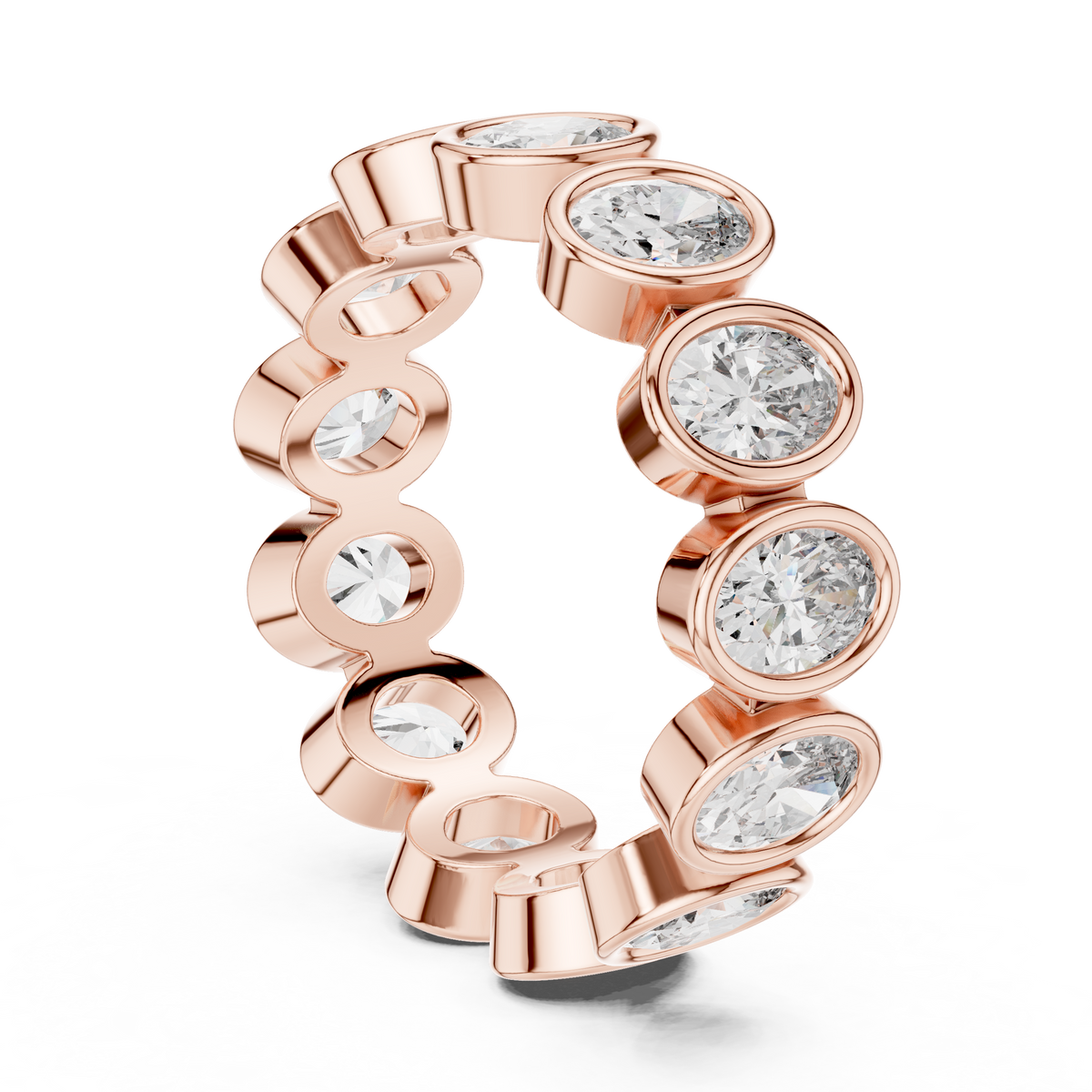 Oval Shape Lab Grown Diamond Bezel Wedding Band
