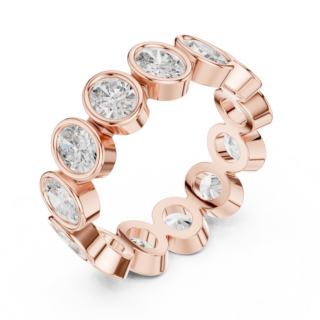 Oval Shape Lab Grown Diamond Bezel Wedding Band