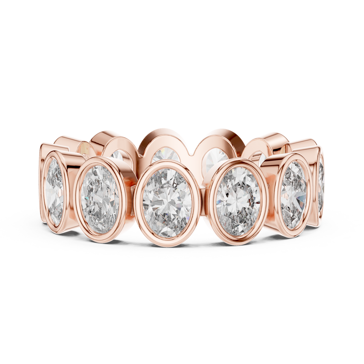 Oval Shape Lab Grown Diamond Bezel Wedding Band
