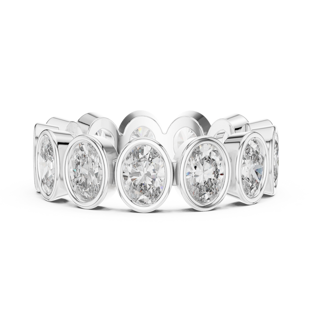 Oval Shape Lab Grown Diamond Bezel Wedding Band