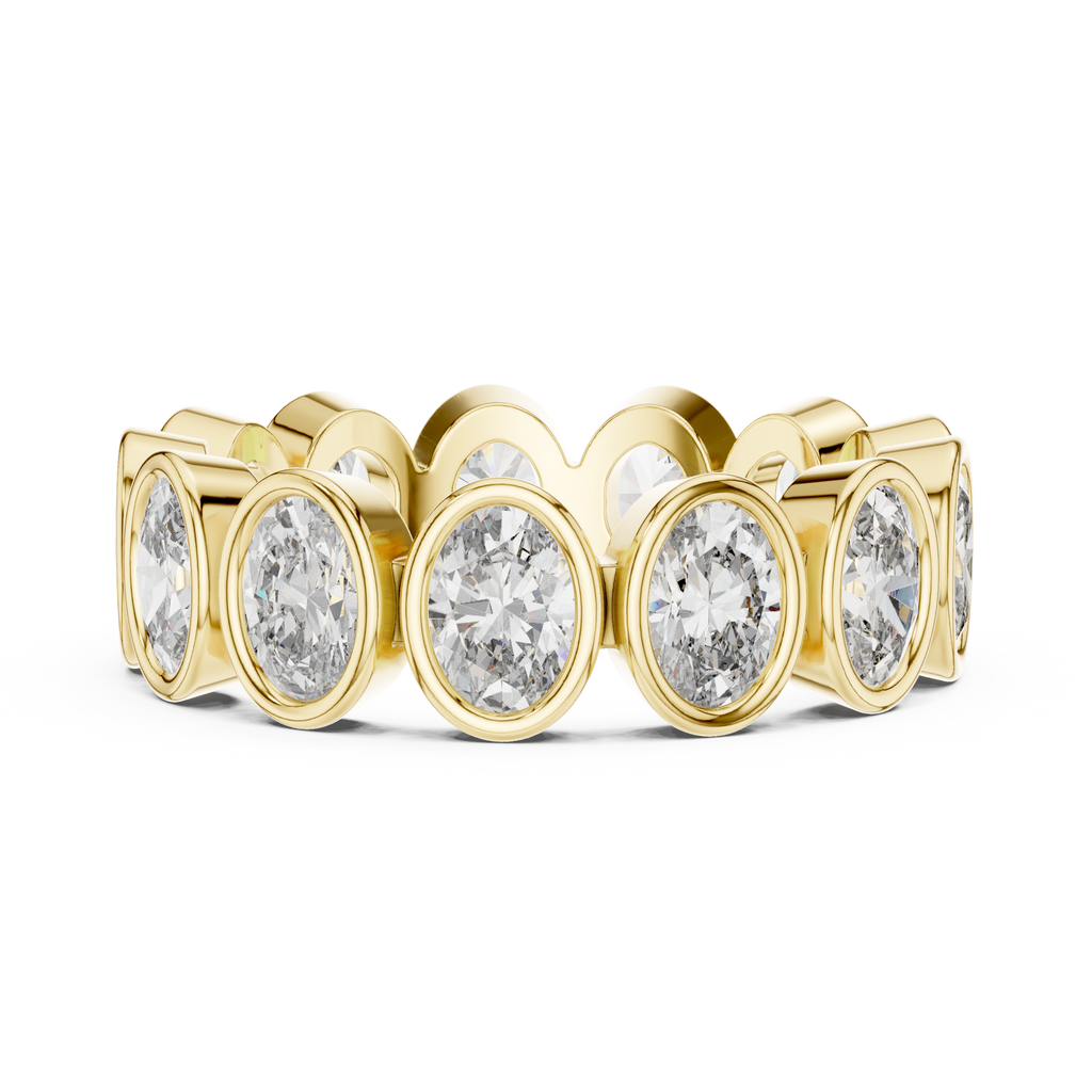 Oval Shape Lab Grown Diamond Bezel Wedding Band