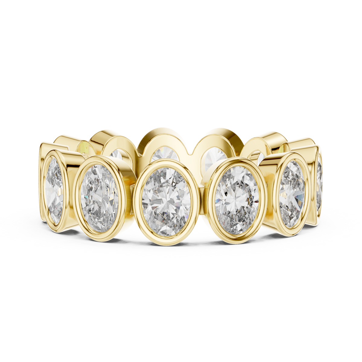 Oval Shape Lab Grown Diamond Bezel Wedding Band
