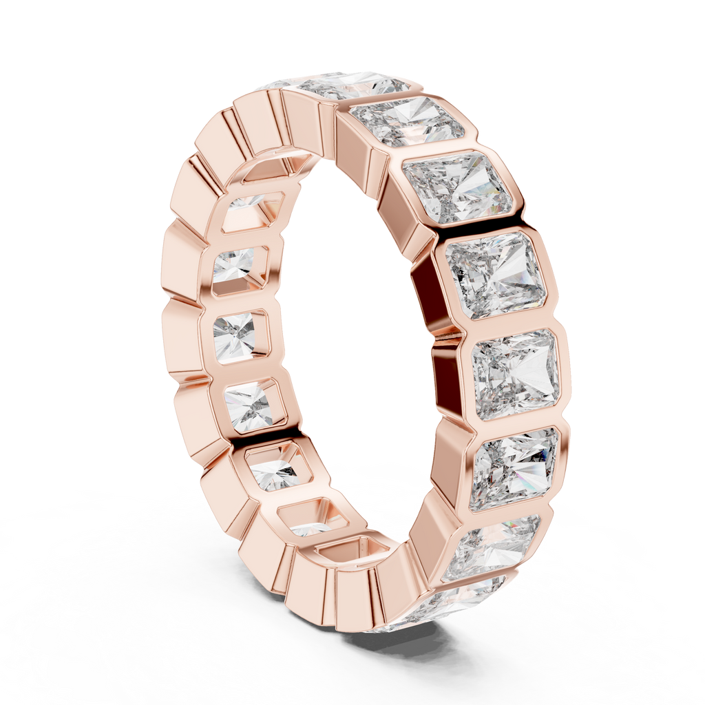 Radiant cut Lab Grown Diamond Bezel set Band
