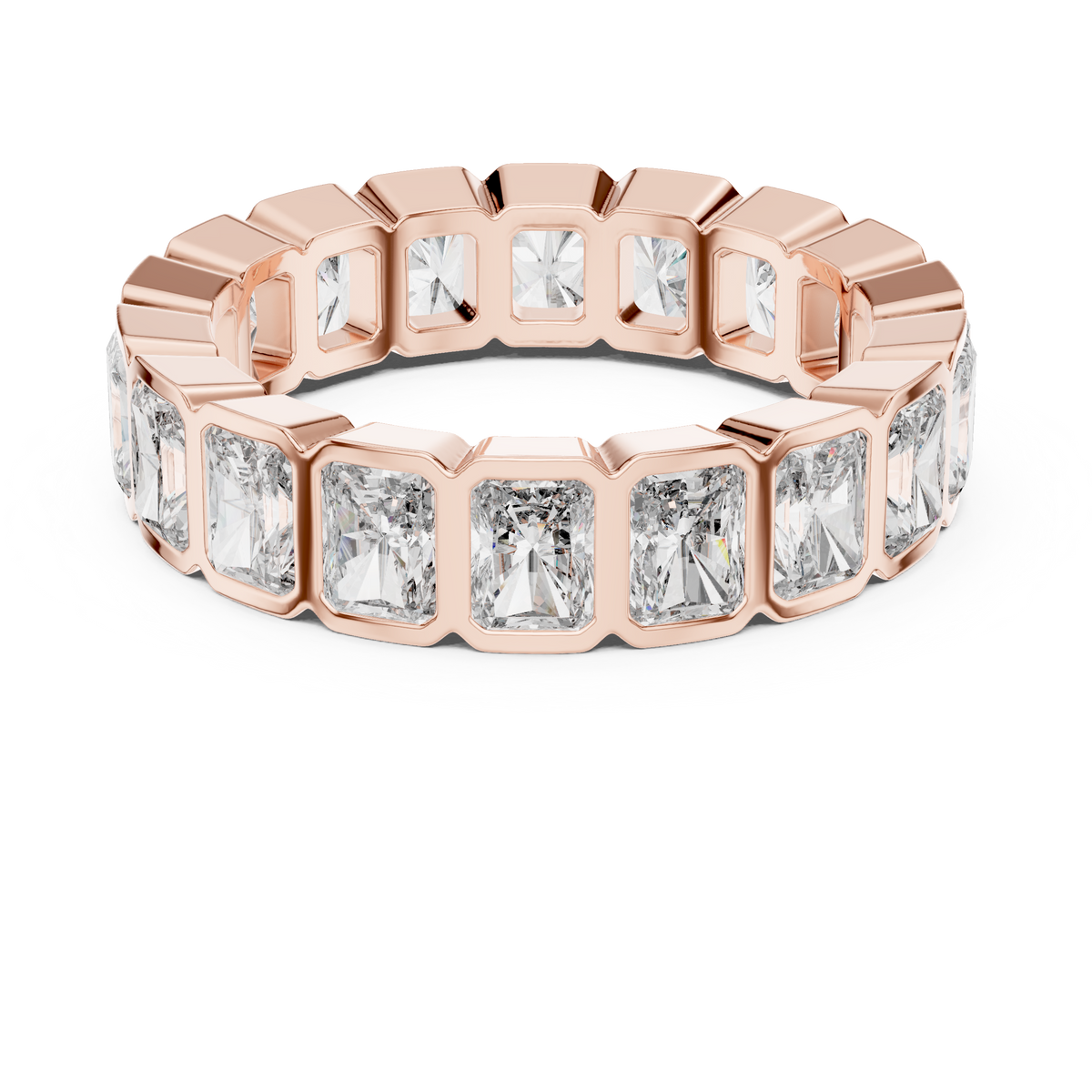 Radiant cut Lab Grown Diamond Bezel set Band