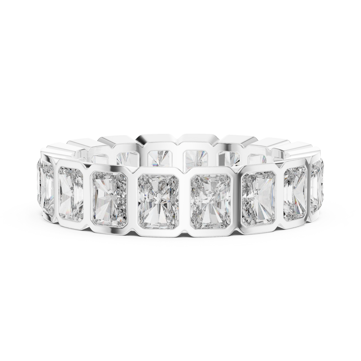 Radiant cut Lab Grown Diamond Bezel set Band