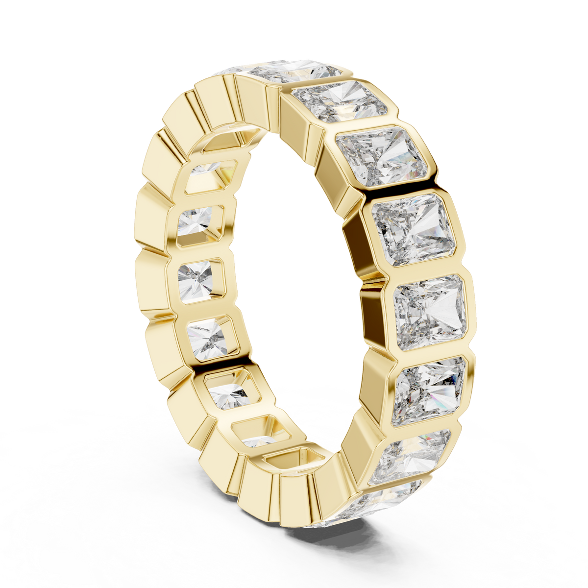 Radiant cut Lab Grown Diamond Bezel set Band