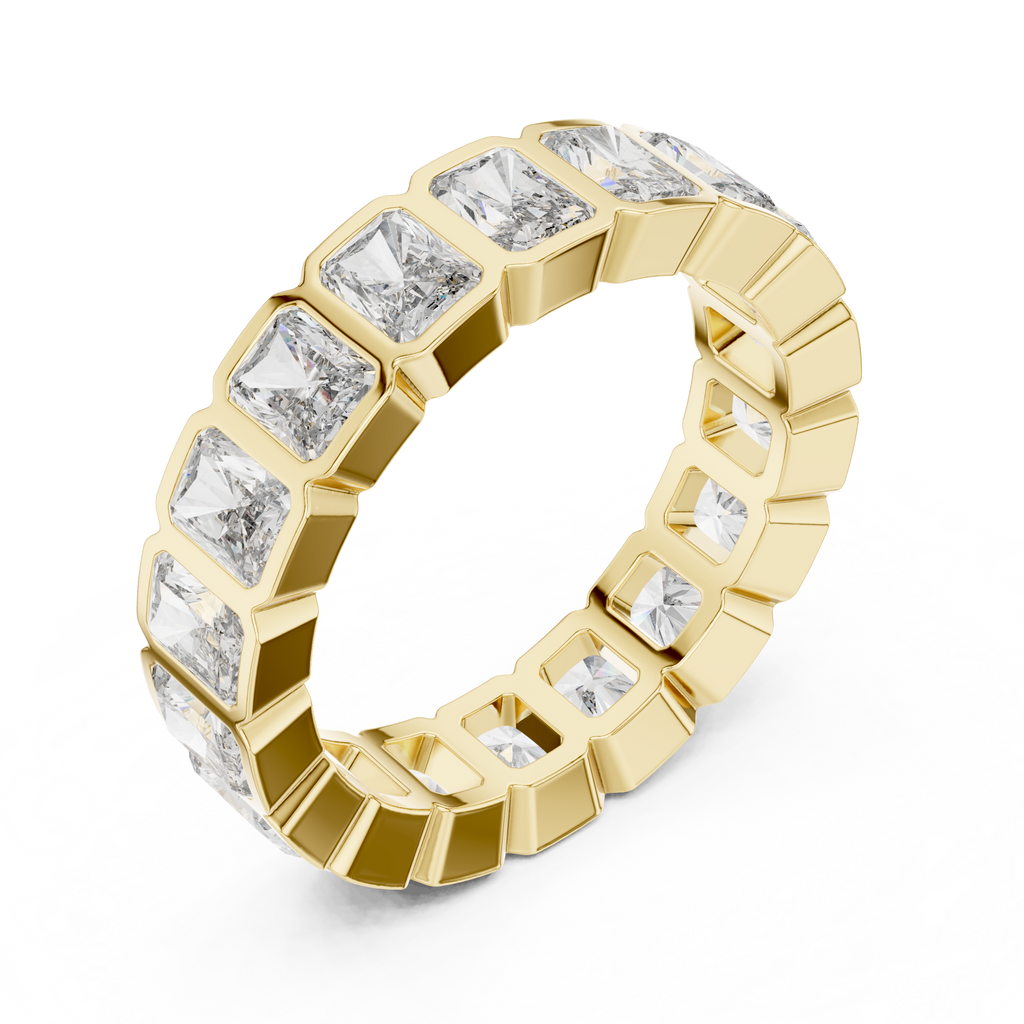 Radiant cut Lab Grown Diamond Bezel set Band