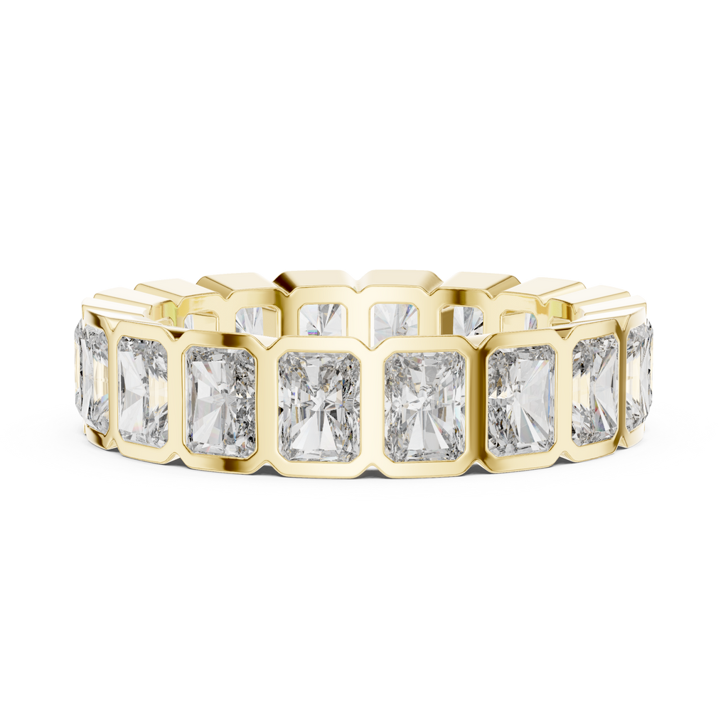 Radiant cut Lab Grown Diamond Bezel set Band