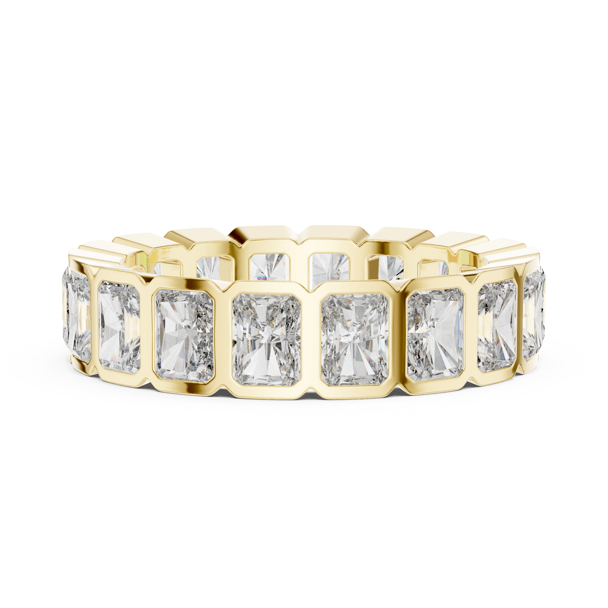 Radiant cut Lab Grown Diamond Bezel set Band