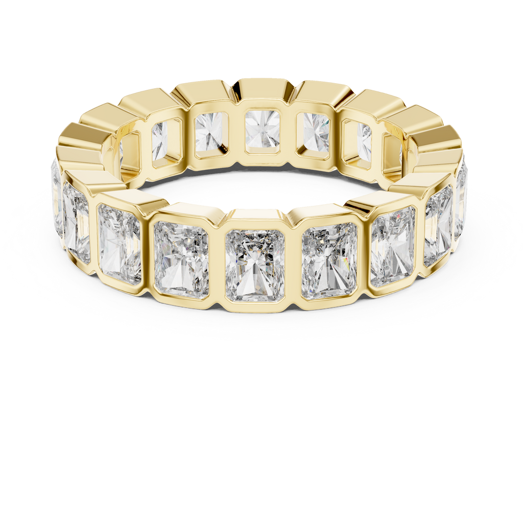Radiant cut Lab Grown Diamond Bezel set Band