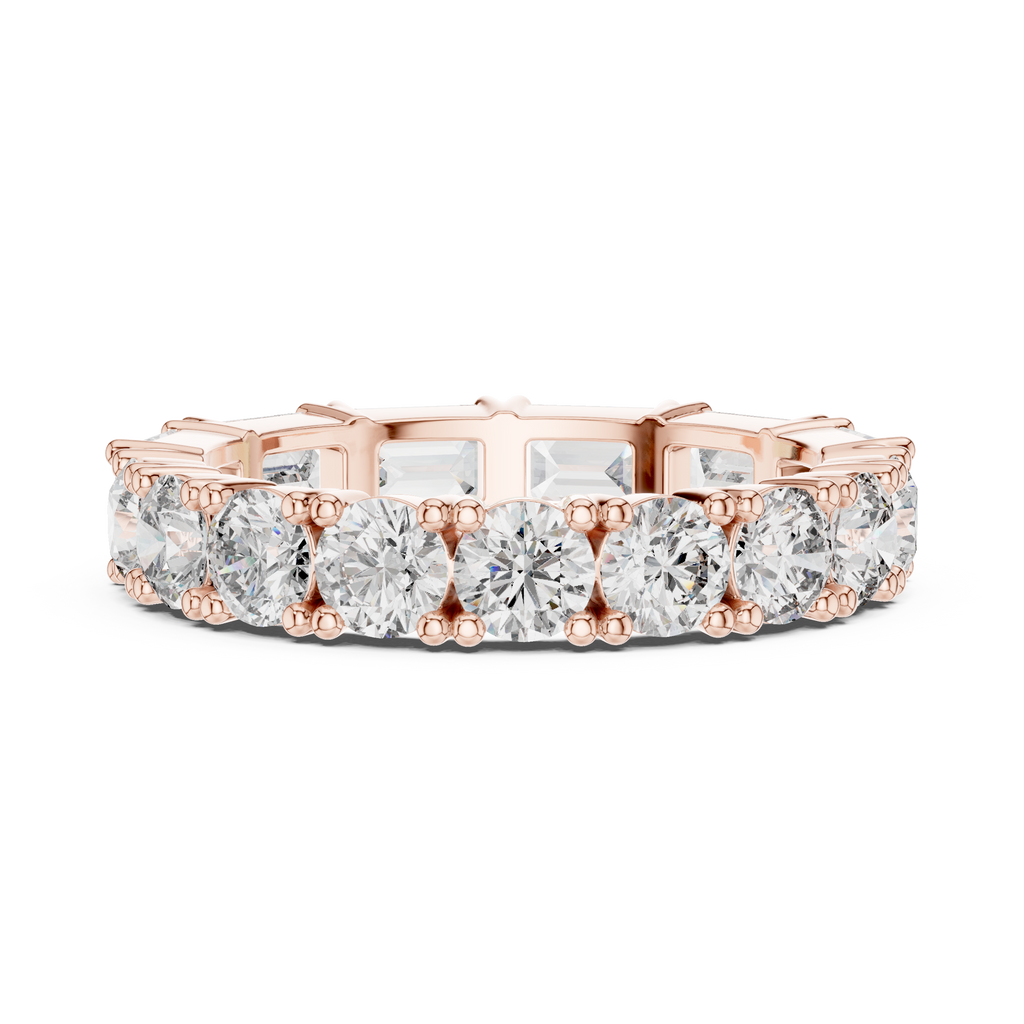 Emerald & Round Cut Lab Grown Diamond Wedding Band