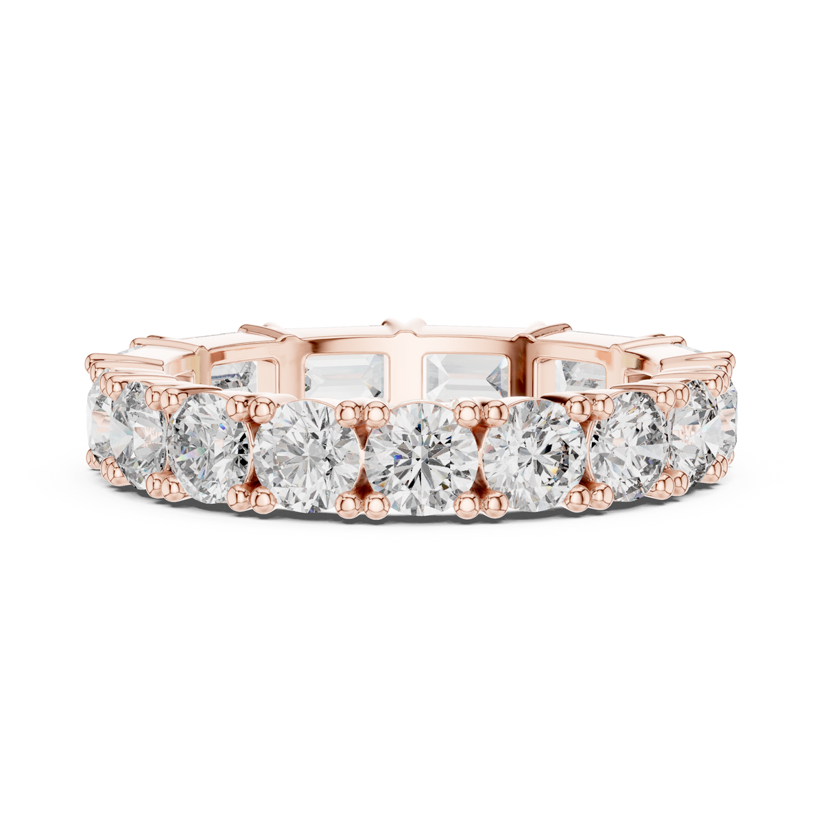 Emerald & Round Cut Lab Grown Diamond Wedding Band