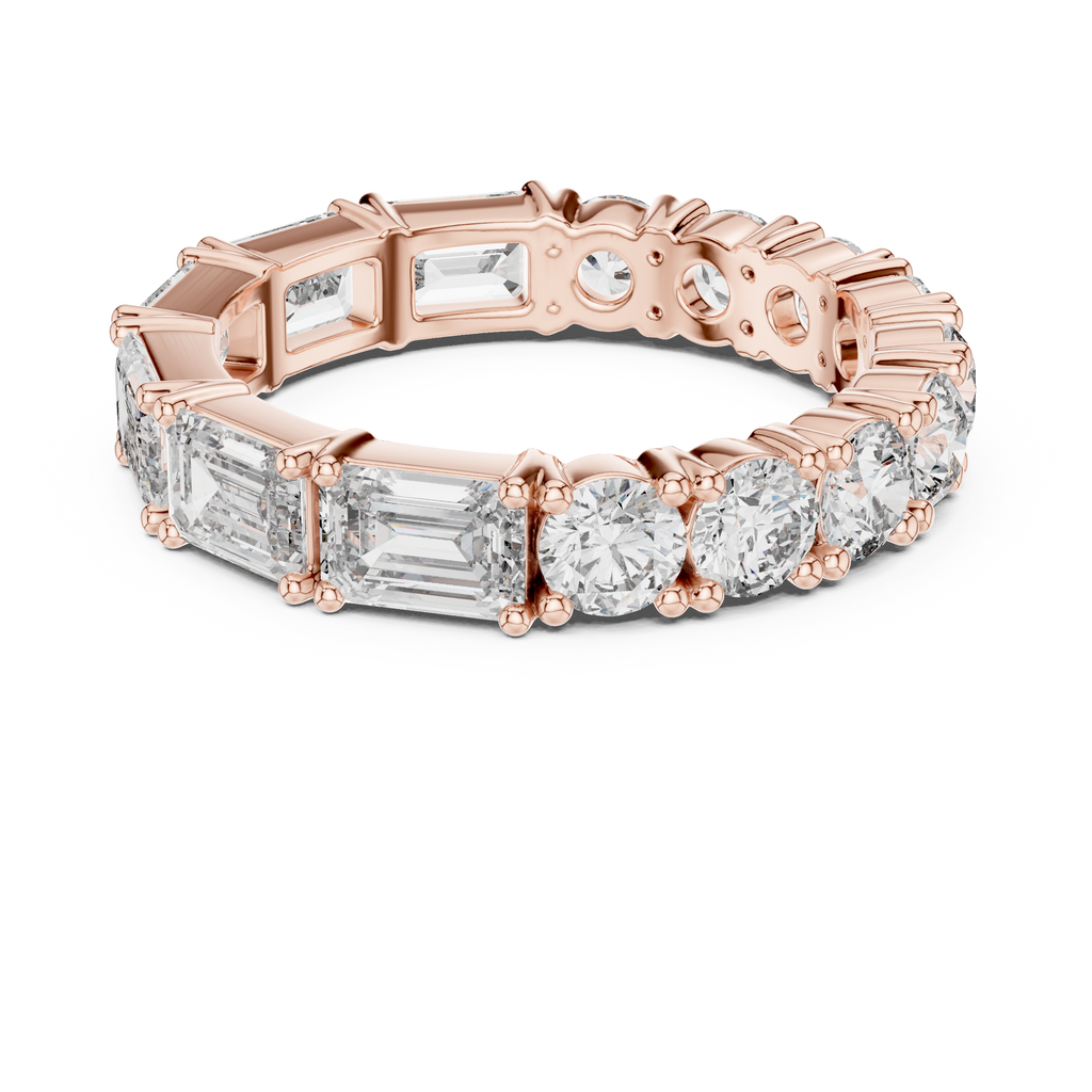 Emerald & Round Cut Lab Grown Diamond Wedding Band