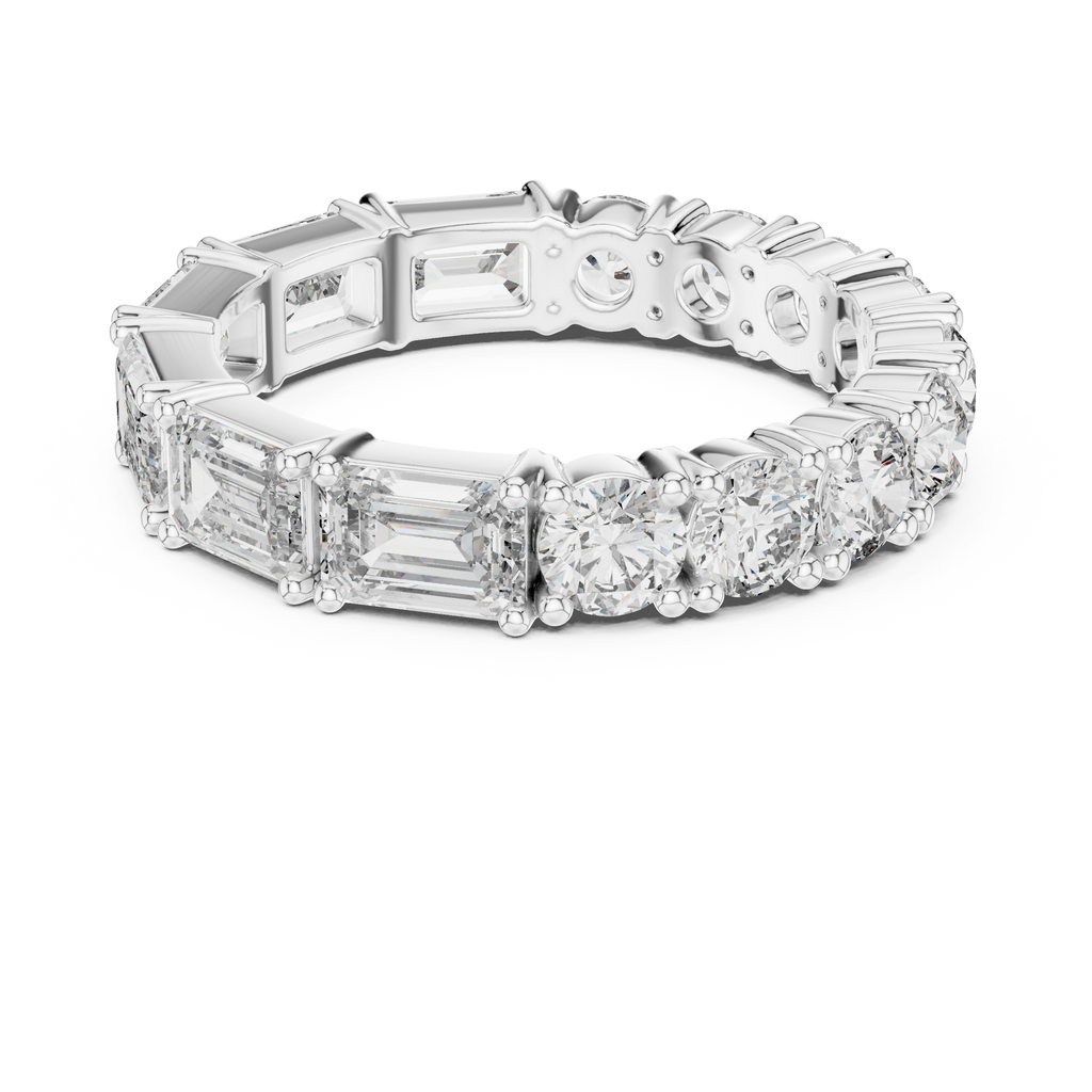 Emerald & Round Cut Lab Grown Diamond Wedding Band