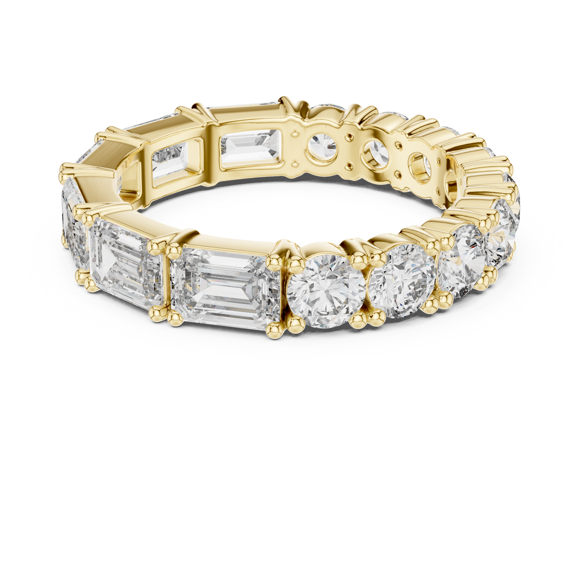 Emerald & Round Cut Lab Grown Diamond Wedding Band