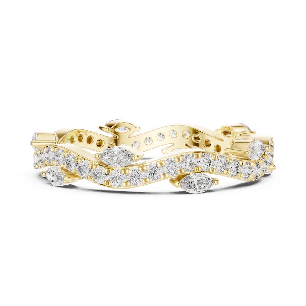 Curve Marquise Diamond Leaf Style Wedding Band