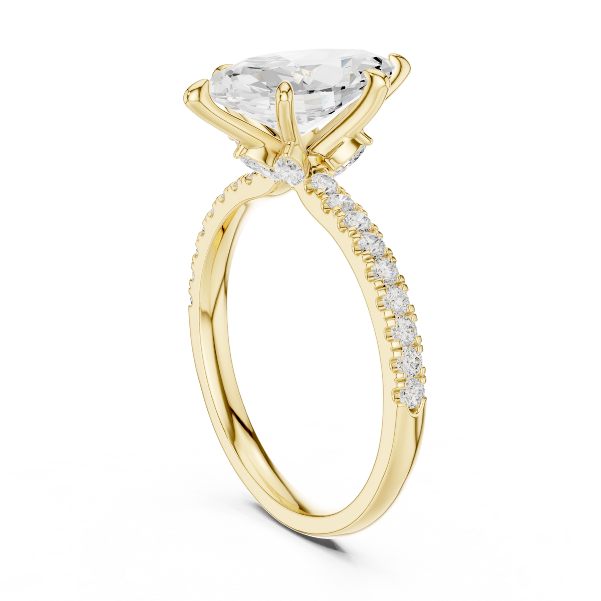 Marquise cut Lab Grown Diamond Solitaire Ring with Unique Basket