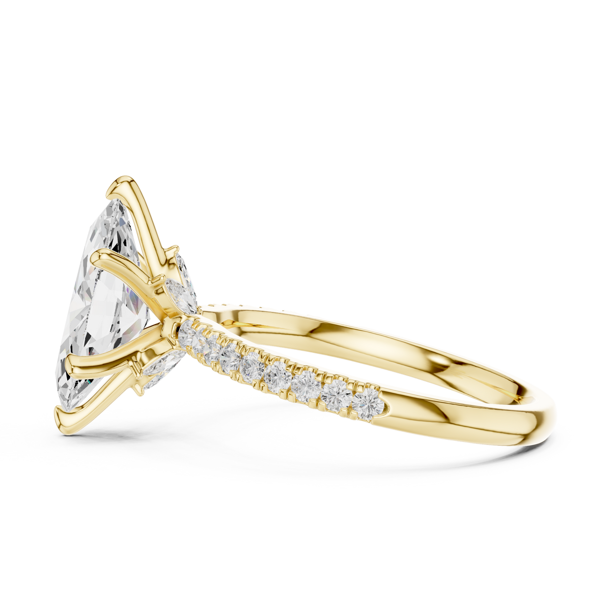 Marquise cut Lab Grown Diamond Solitaire Ring with Unique Basket