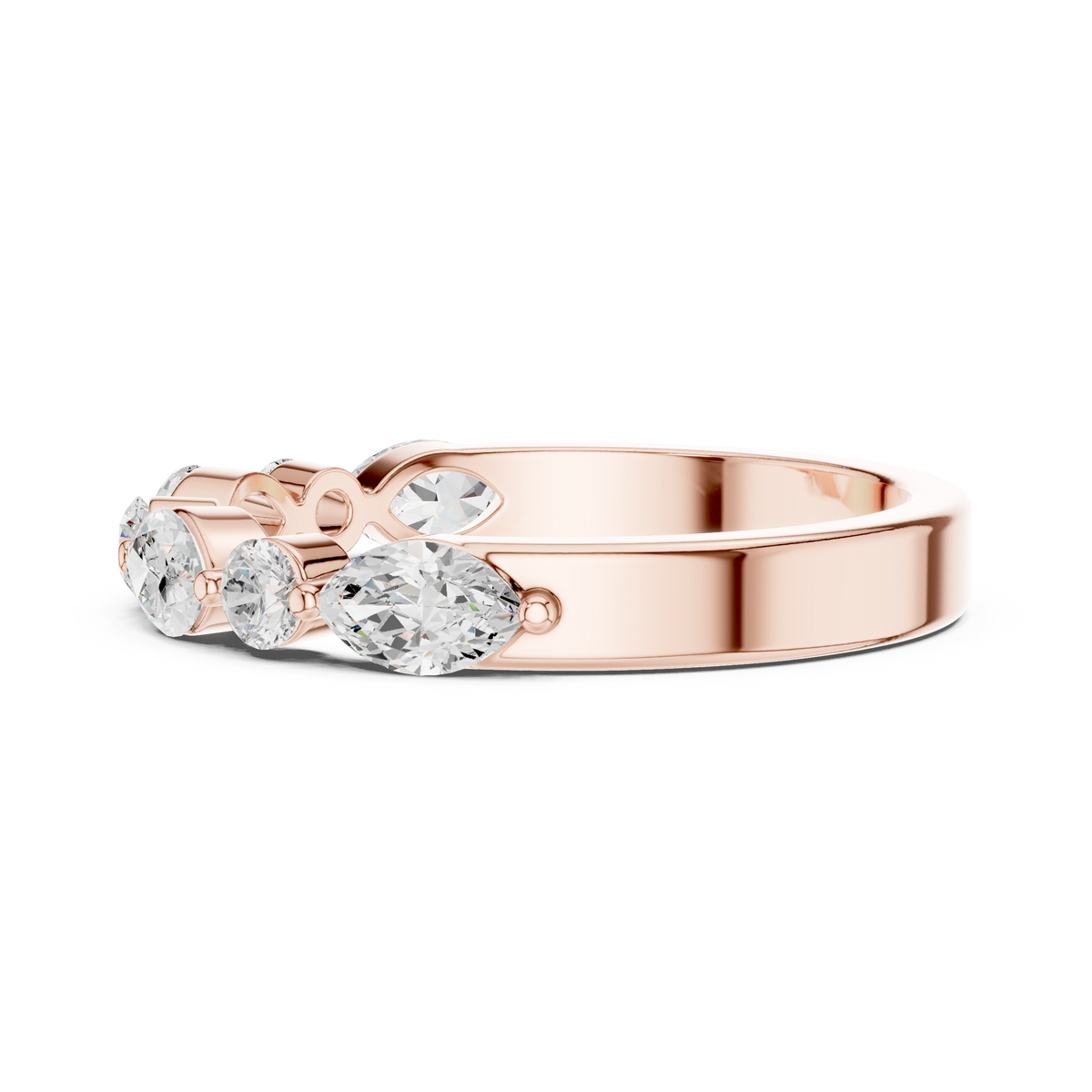 Marquise and Round Diamond Half Eternity Band