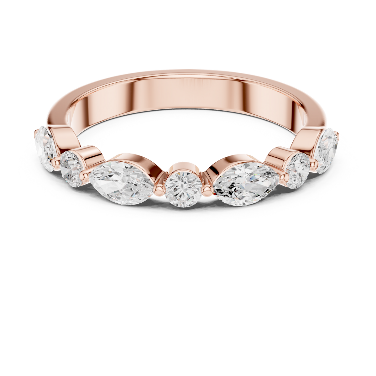 Marquise and Round Diamond Half Eternity Band