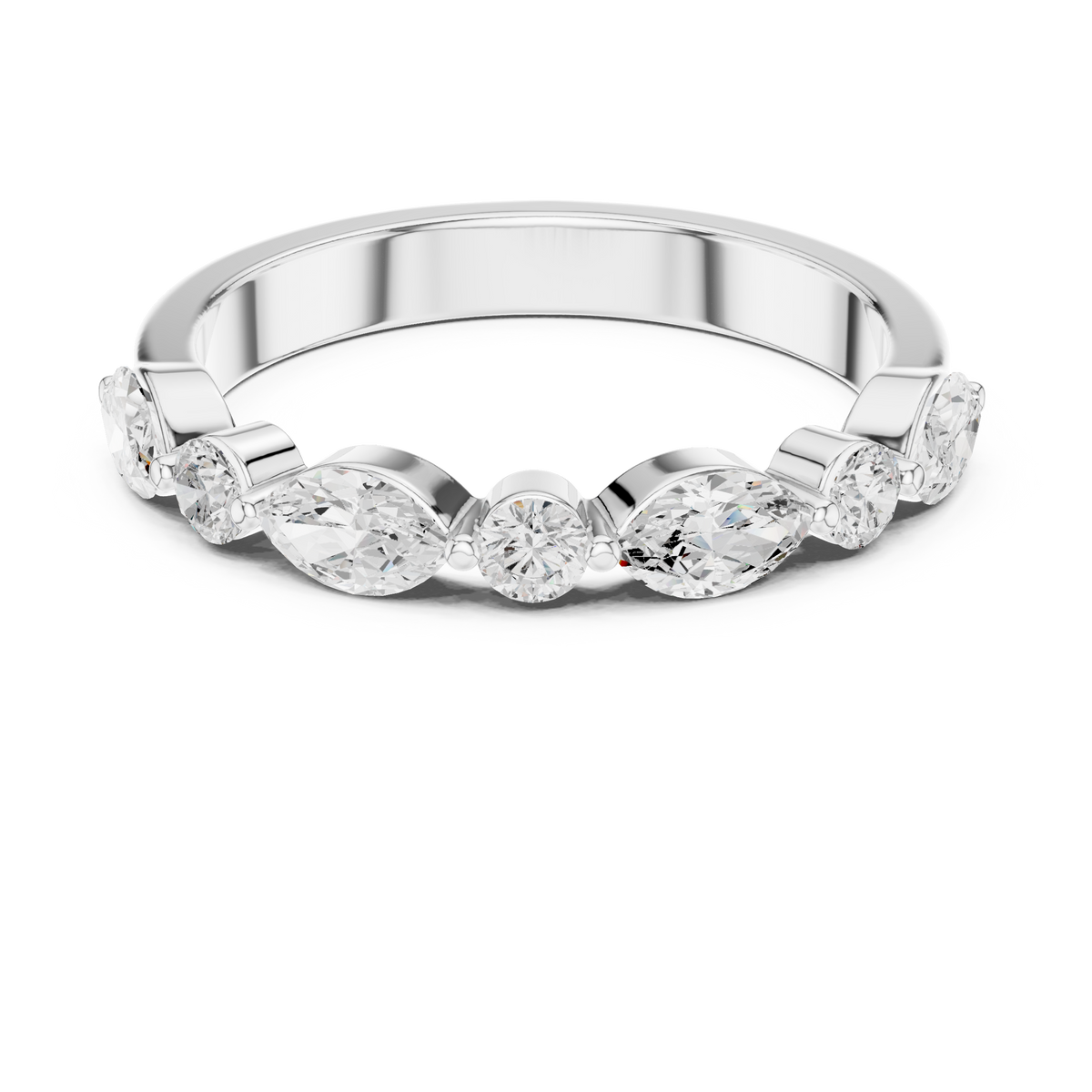 Marquise and Round Diamond Half Eternity Band