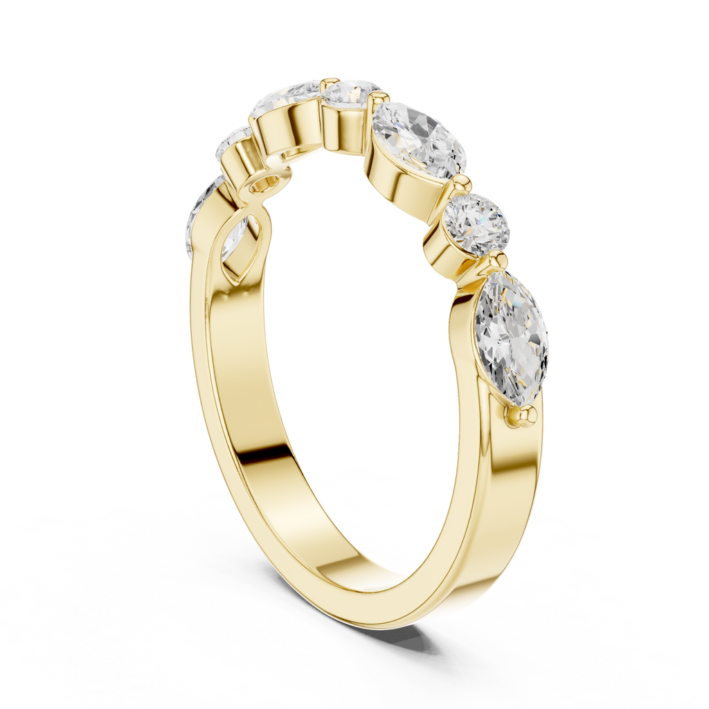 Marquise and Round Diamond Half Eternity Band
