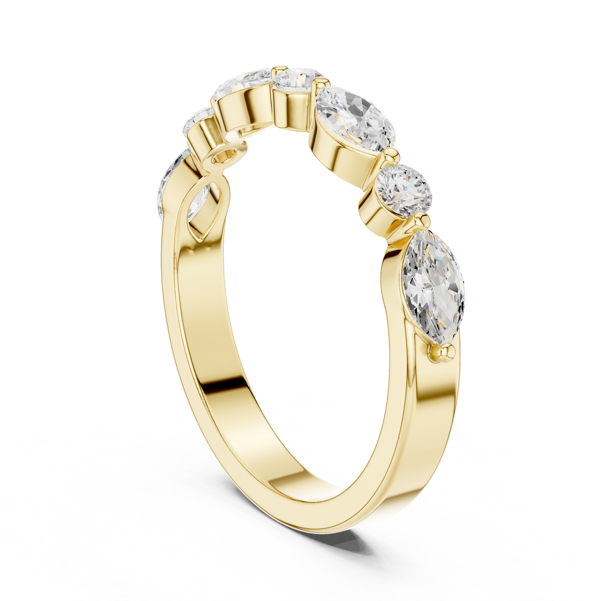 Marquise and Round Diamond Half Eternity Band