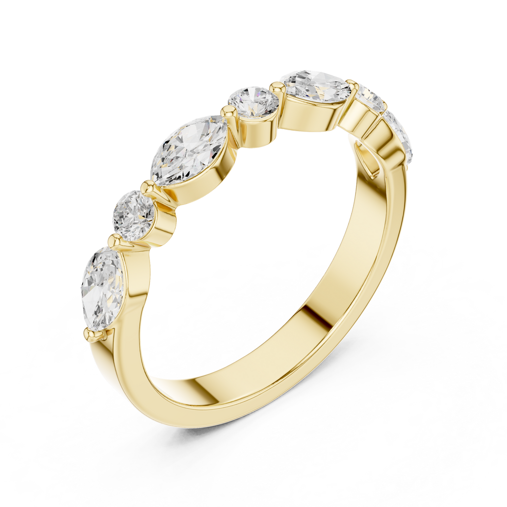 Marquise and Round Diamond Half Eternity Band