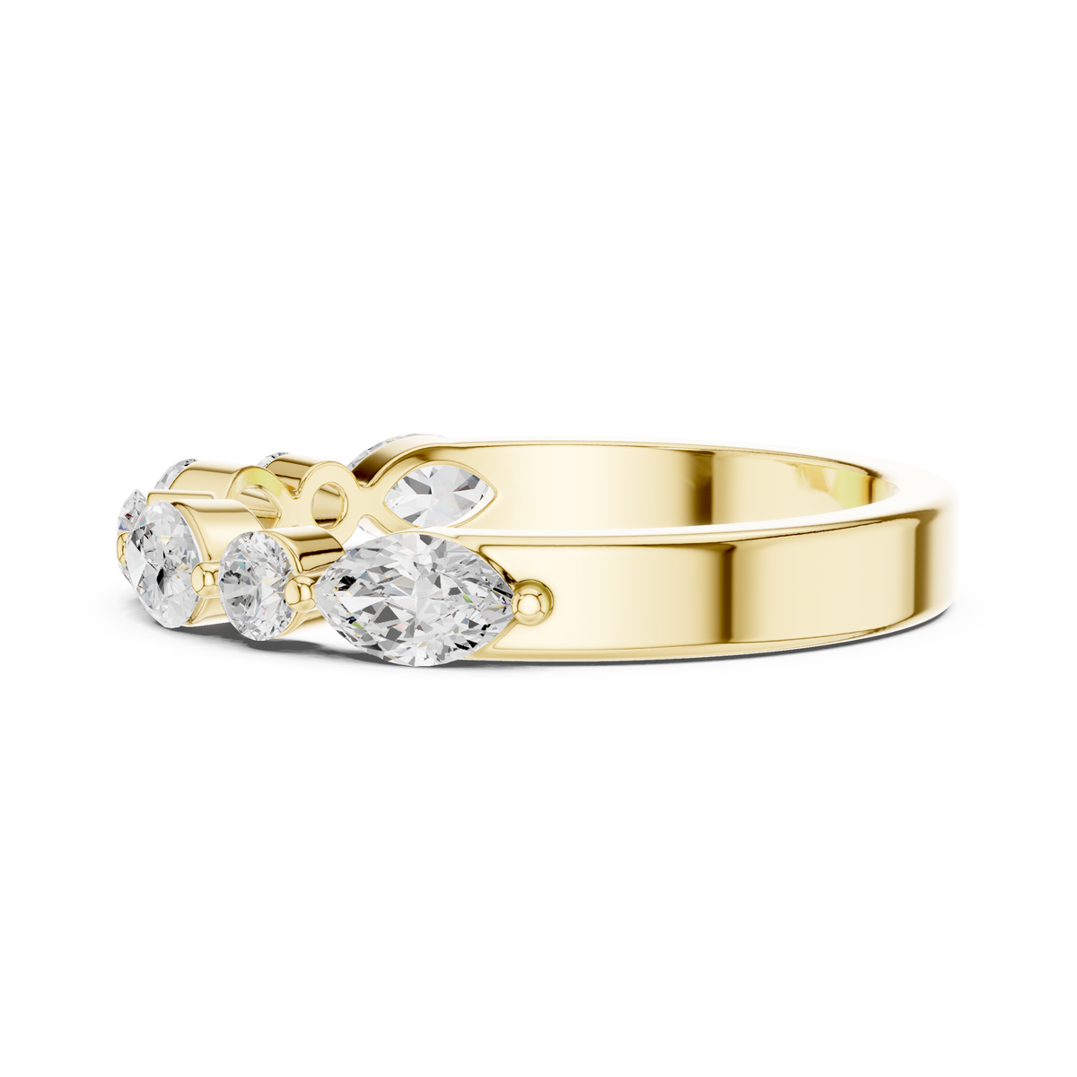 Marquise and Round Diamond Half Eternity Band