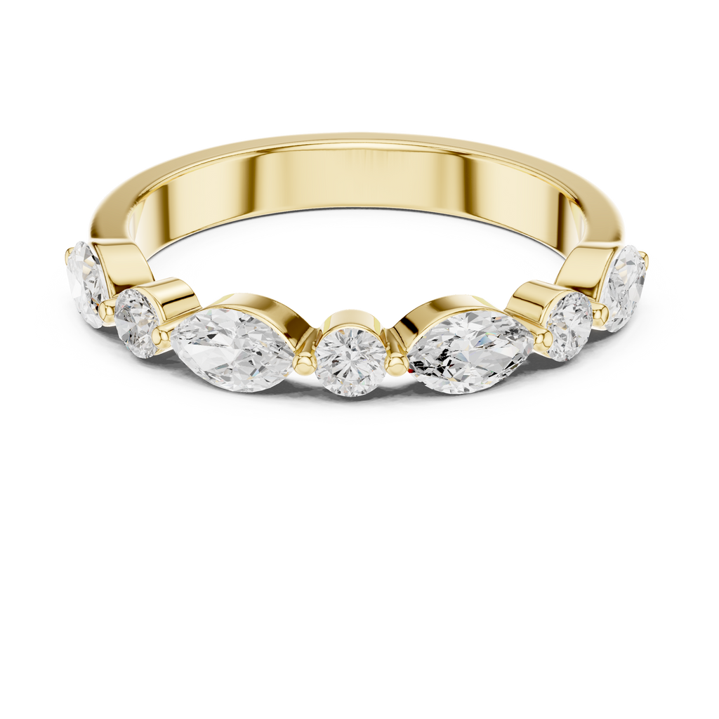 Marquise and Round Diamond Half Eternity Band