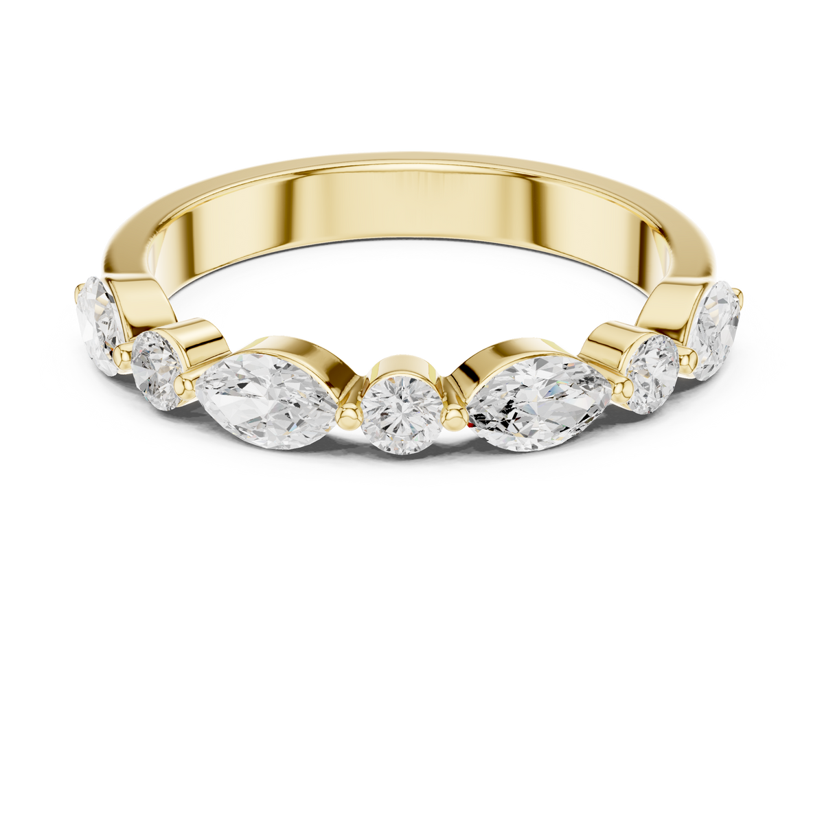 Marquise and Round Diamond Half Eternity Band