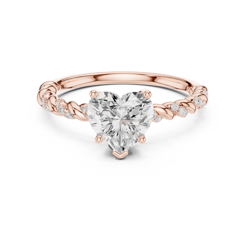 Heart Shaped Lab Grown Diamond Engagement Ring with Twisted Shank