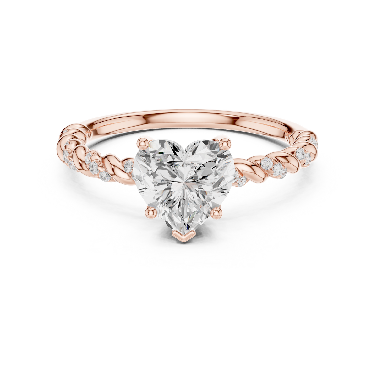 Heart Shaped Lab Grown Diamond Engagement Ring with Twisted Shank
