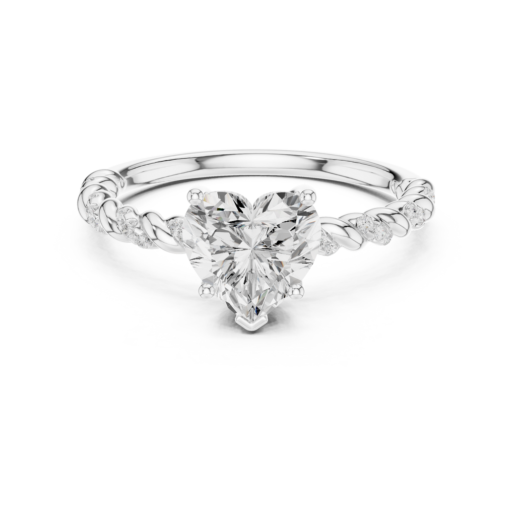 Heart Shaped Lab Grown Diamond Engagement Ring with Twisted Shank