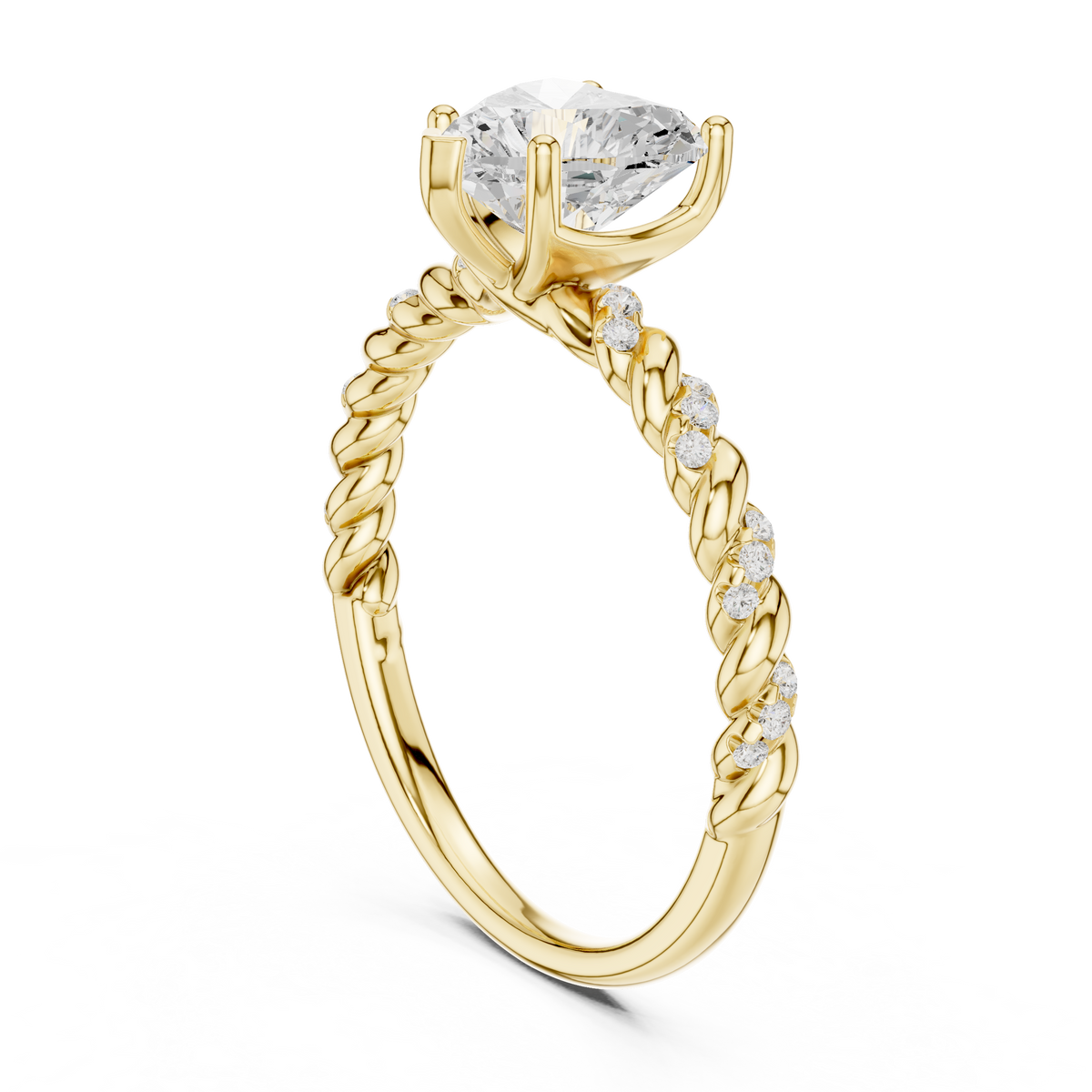 Heart Shaped Lab Grown Diamond Engagement Ring with Twisted Shank