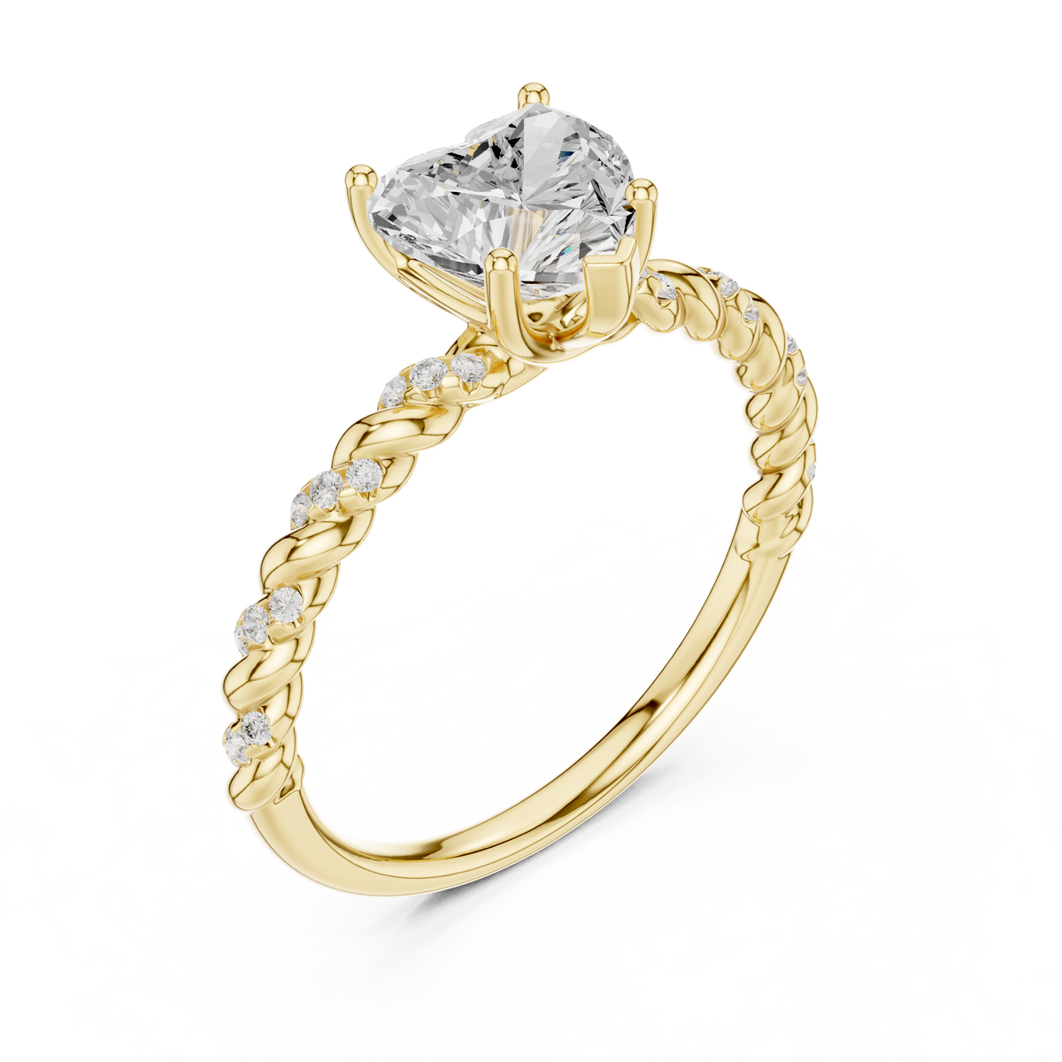 Heart Shaped Lab Grown Diamond Engagement Ring with Twisted Shank