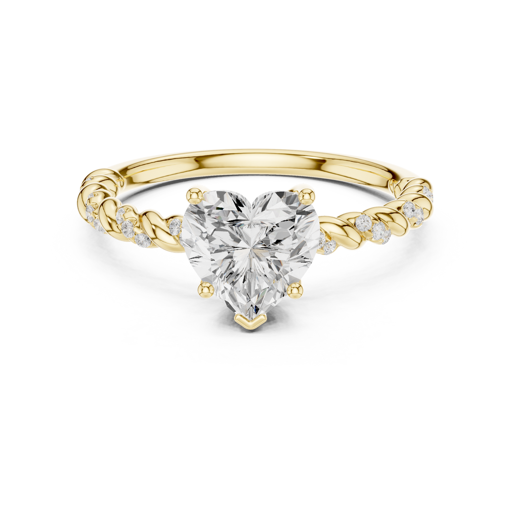 Heart Shaped Lab Grown Diamond Engagement Ring with Twisted Shank