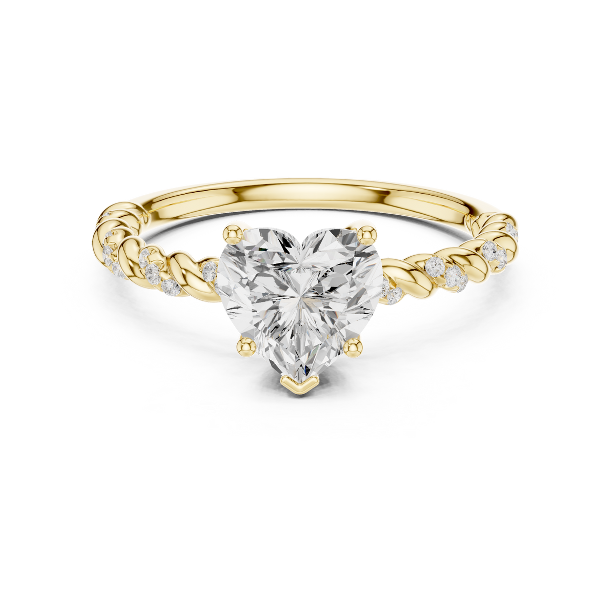Heart Shaped Lab Grown Diamond Engagement Ring with Twisted Shank