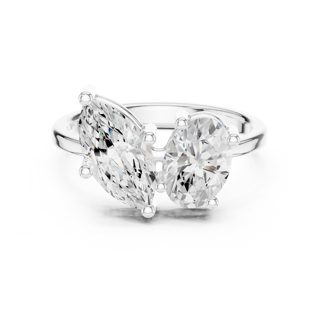 Toi Et Moi Ring, Marquise and Oval cut Lab Grown Diamond Ring