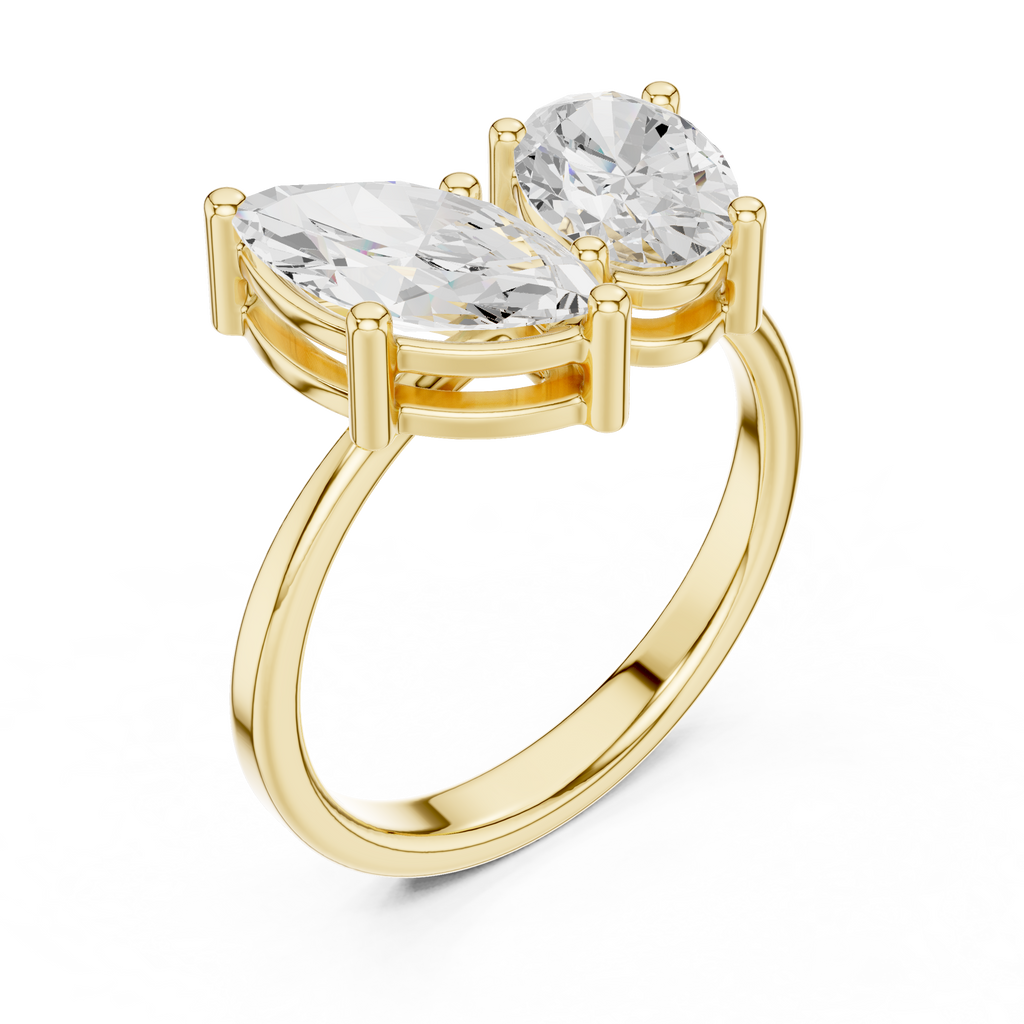 Toi Et Moi Ring, Marquise and Oval cut Lab Grown Diamond Ring
