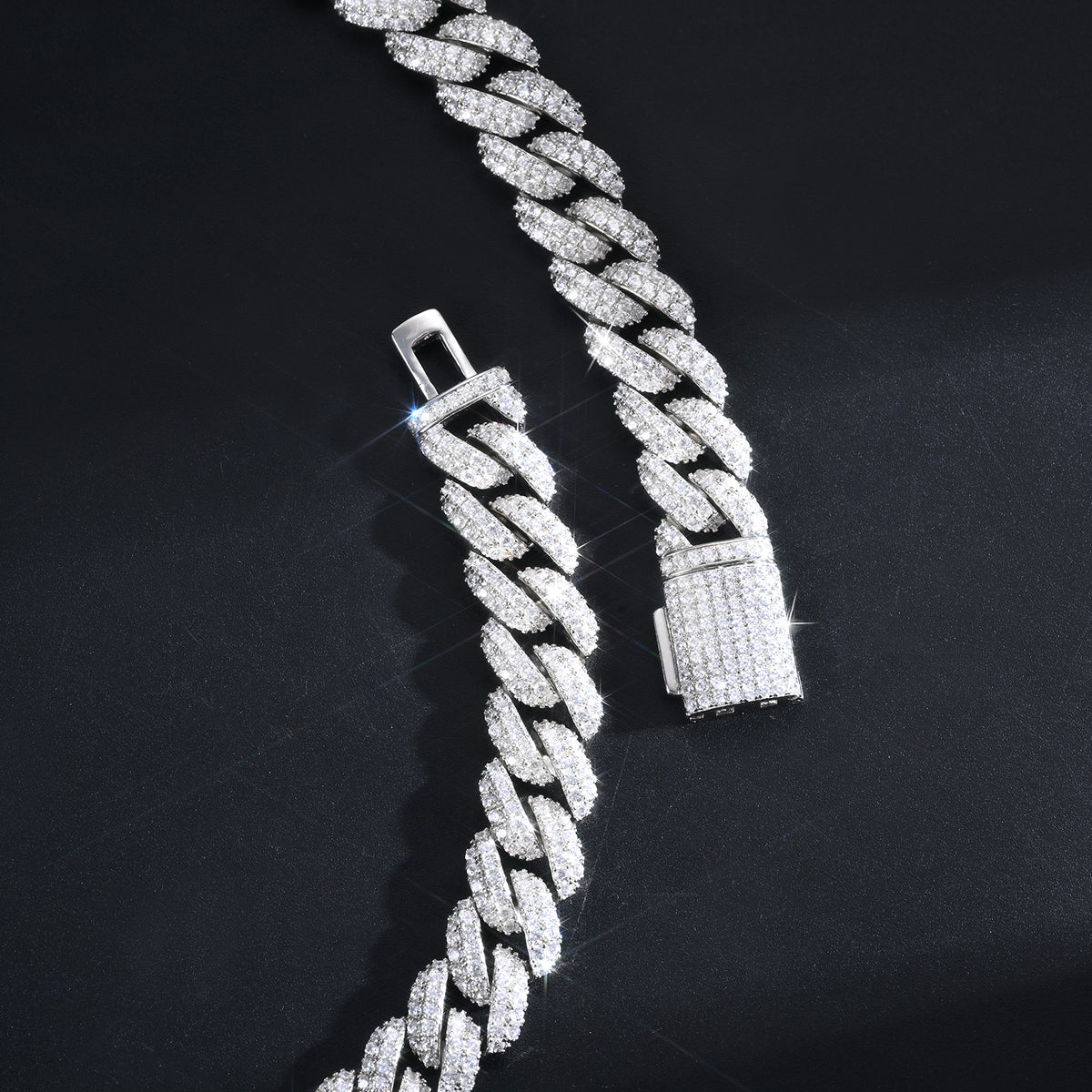 Moissanite Miami Cuban Link — Mosaic Setting (Iced Out)
