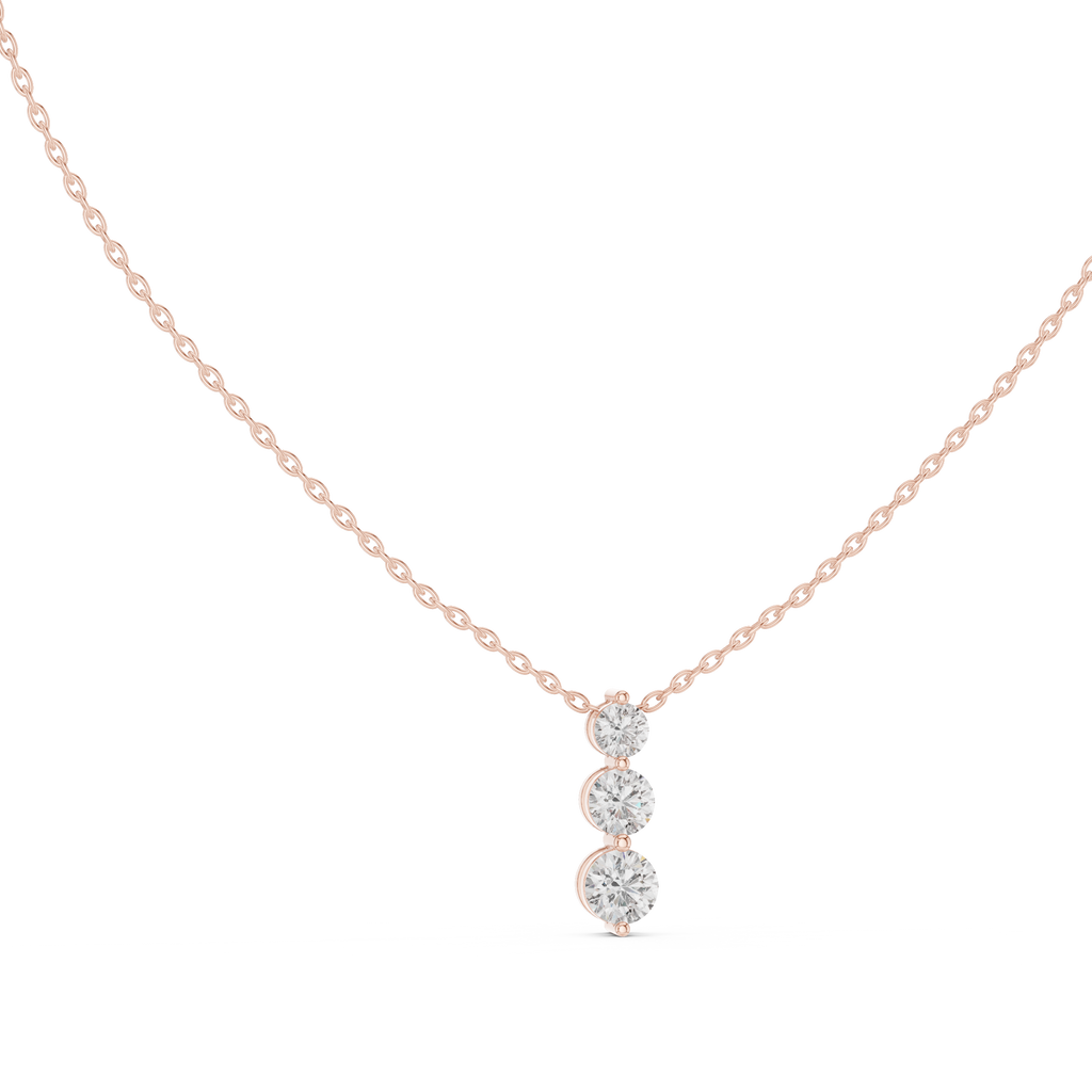 Three Stone Drop Round Diamond Pendant For Women