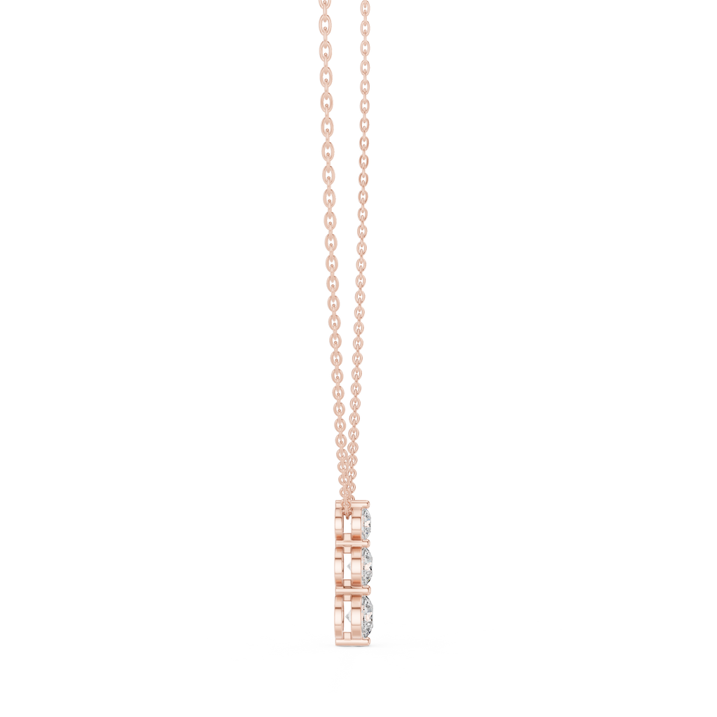 Three Stone Drop Round Diamond Pendant For Women